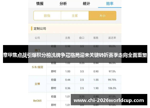 意甲焦点战引爆积分榜洗牌争冠格局迎来关键转折赛季走向全面重塑